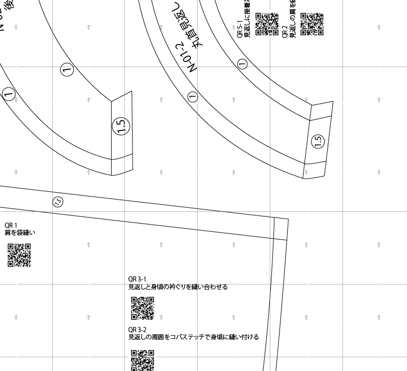 見返し縫いのコツ、ノーカラーブラウス　型紙の詳細（送料無料）