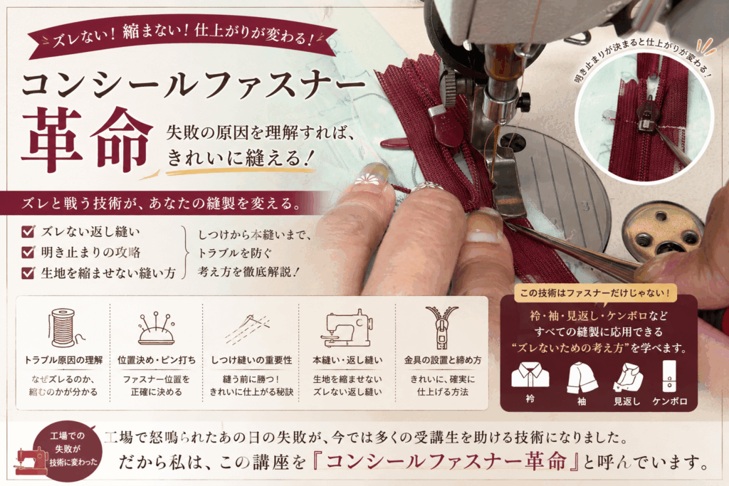 ミシンでコンシールファスナー革命