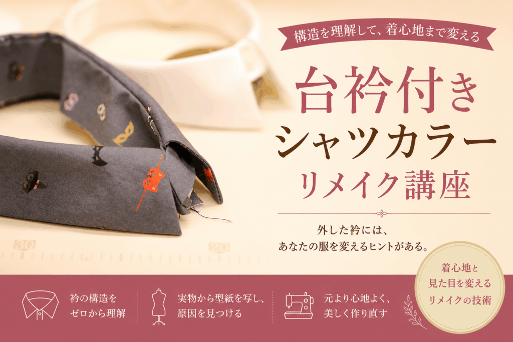 台衿付きシャツカラー｜構造で直すリメイク講座